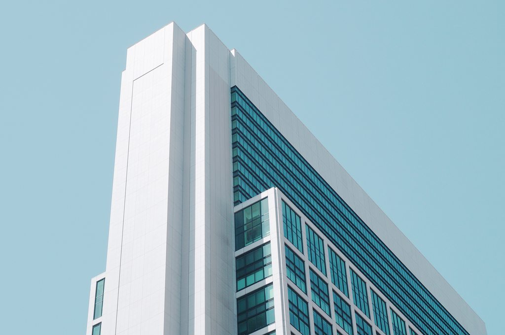 Tall white building